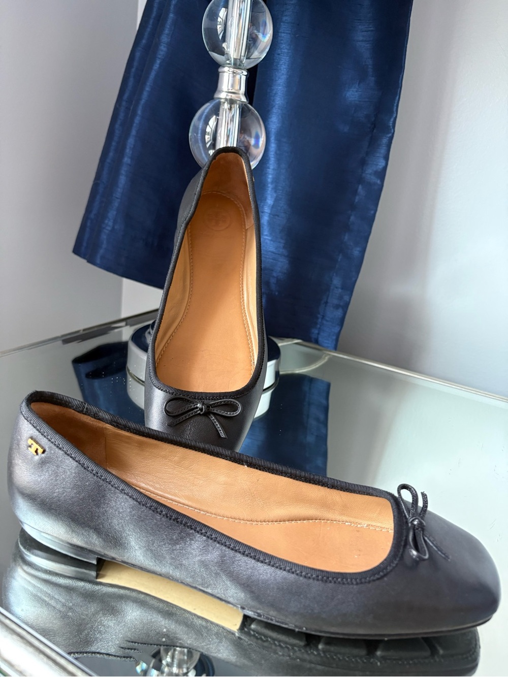 Tory Burch Laila 2 Black Driver Nappa Leather Ballet Flats